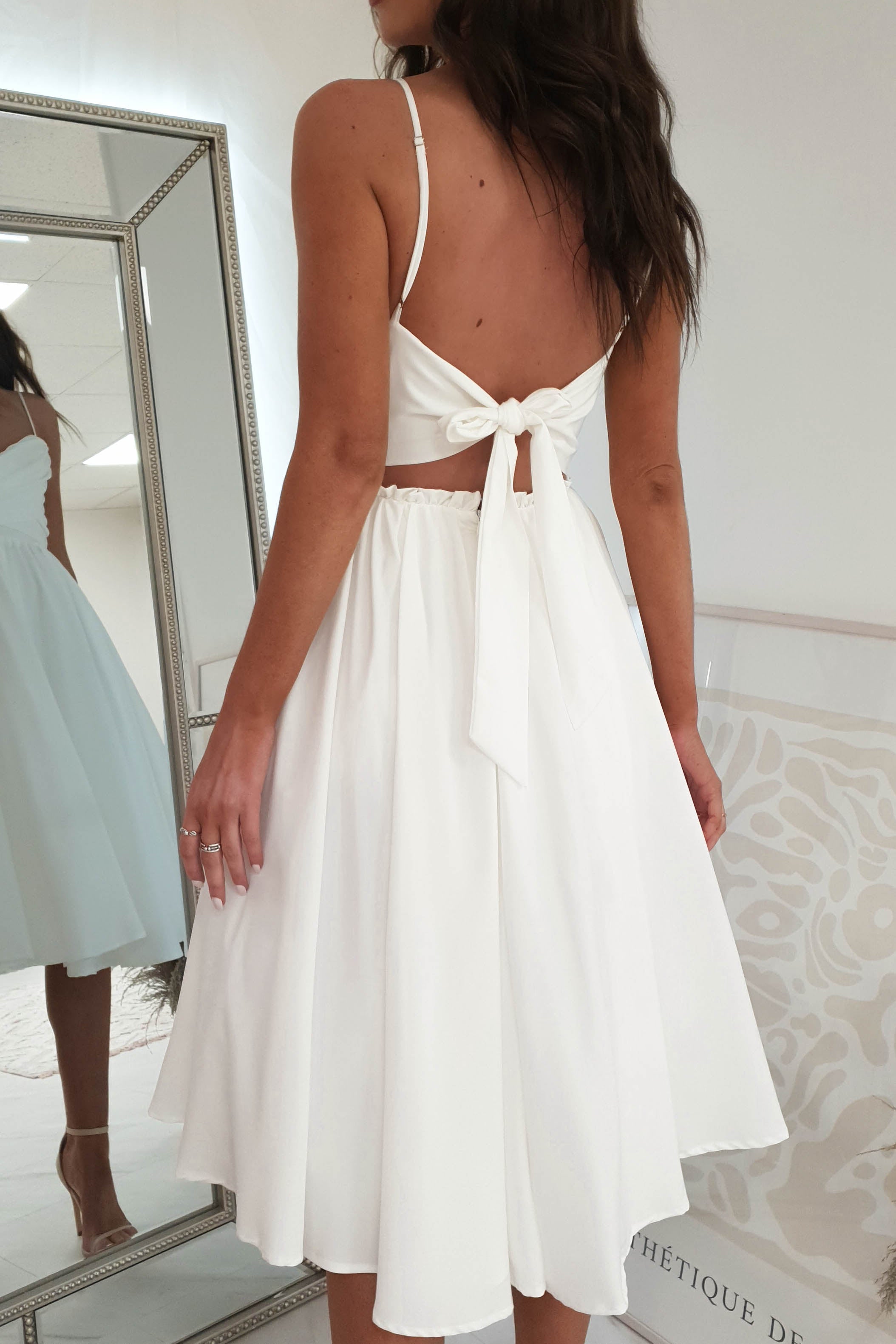 Erinna Skater Midi Dress | White | Oh Hello Clothing | XS (6)