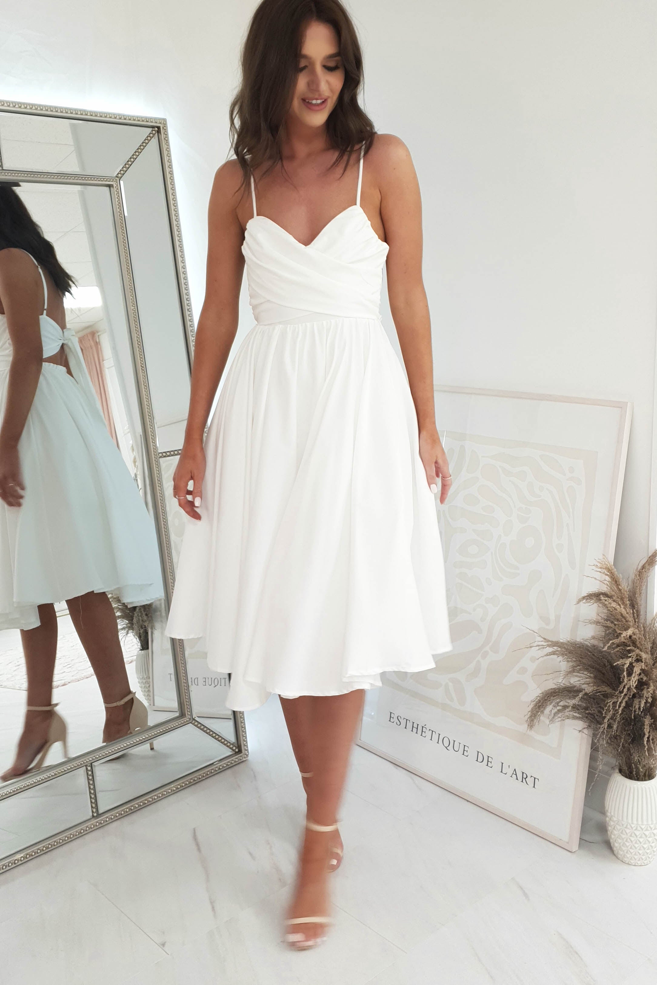 Erinna Skater Midi Dress | White | Oh Hello Clothing | XS (6)