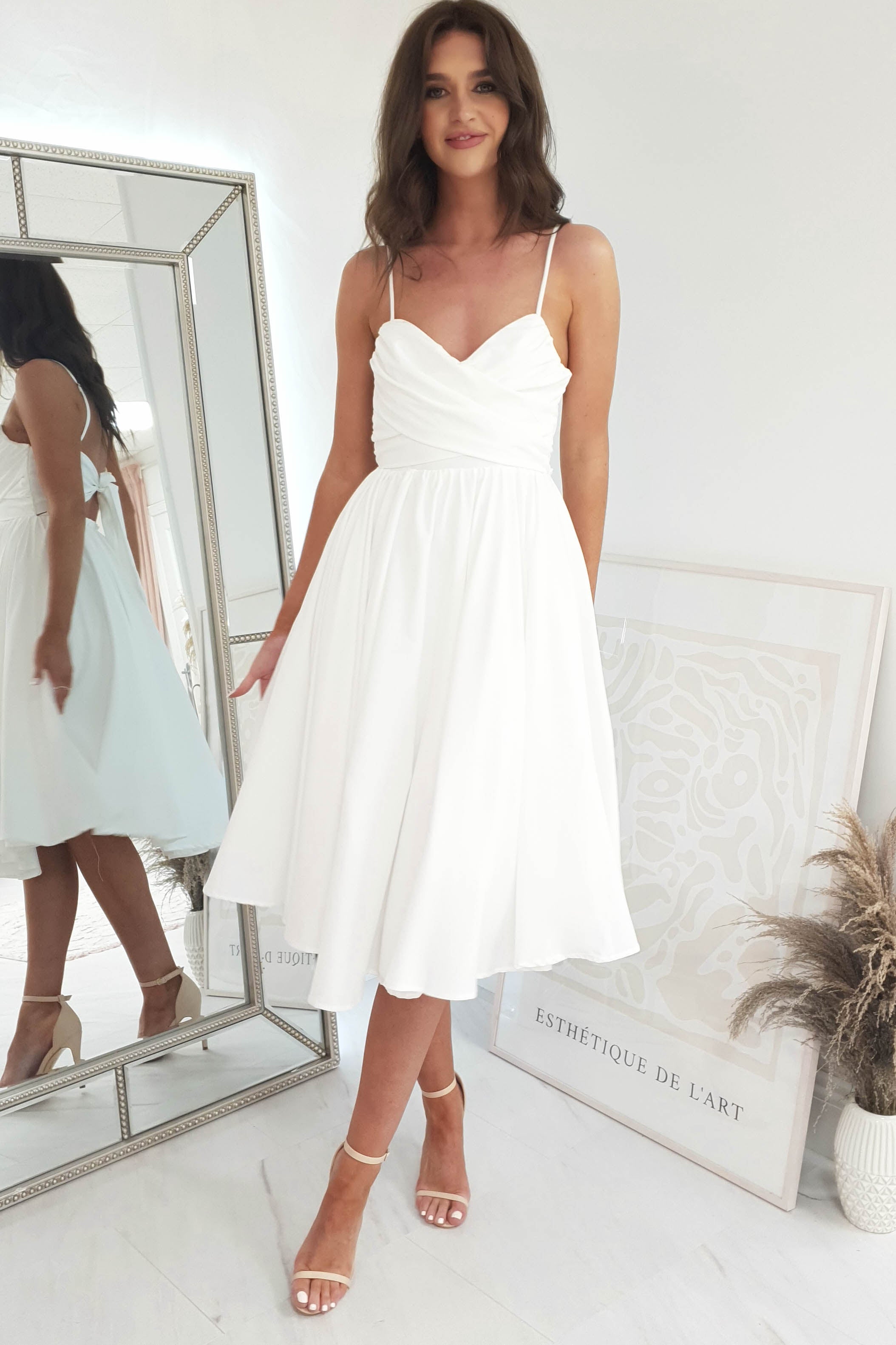 Erinna Skater Midi Dress | White | Oh Hello Clothing | XS (6)