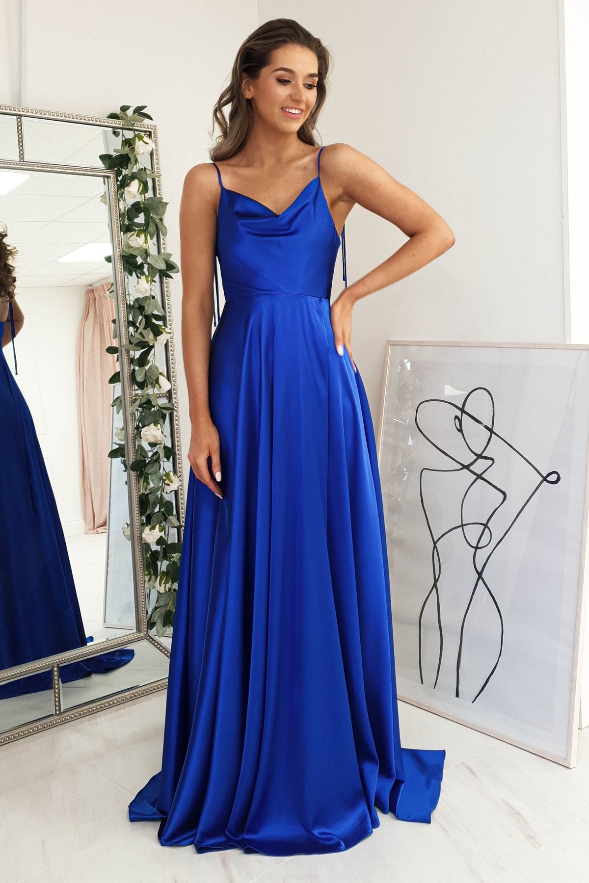 Anna Cowl Neckline Gown | Royal Blue-Oh Hello Clothing