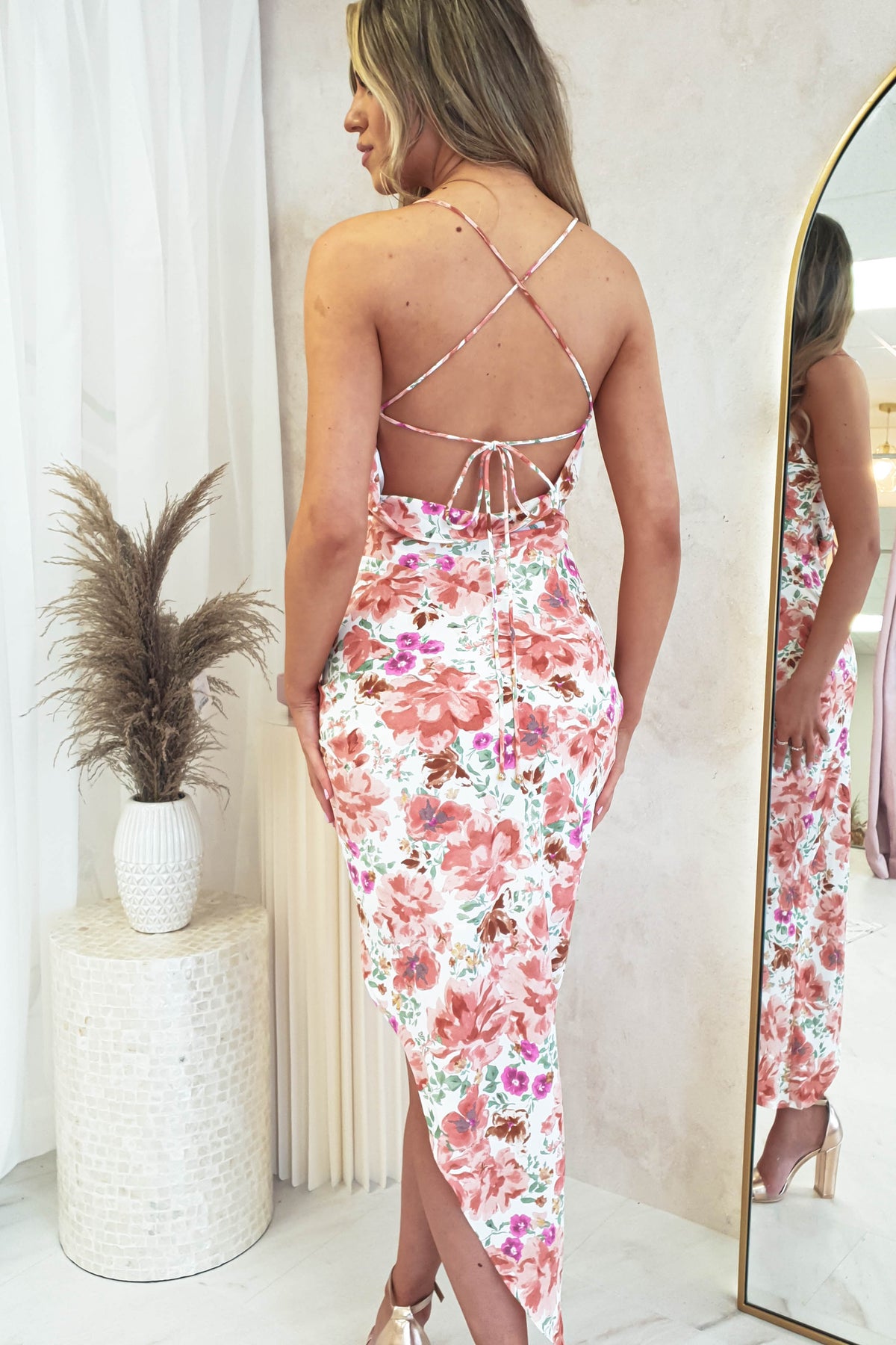 Prairie Floral Print Midi Dress | Mixed Print-Oh Hello Clothing