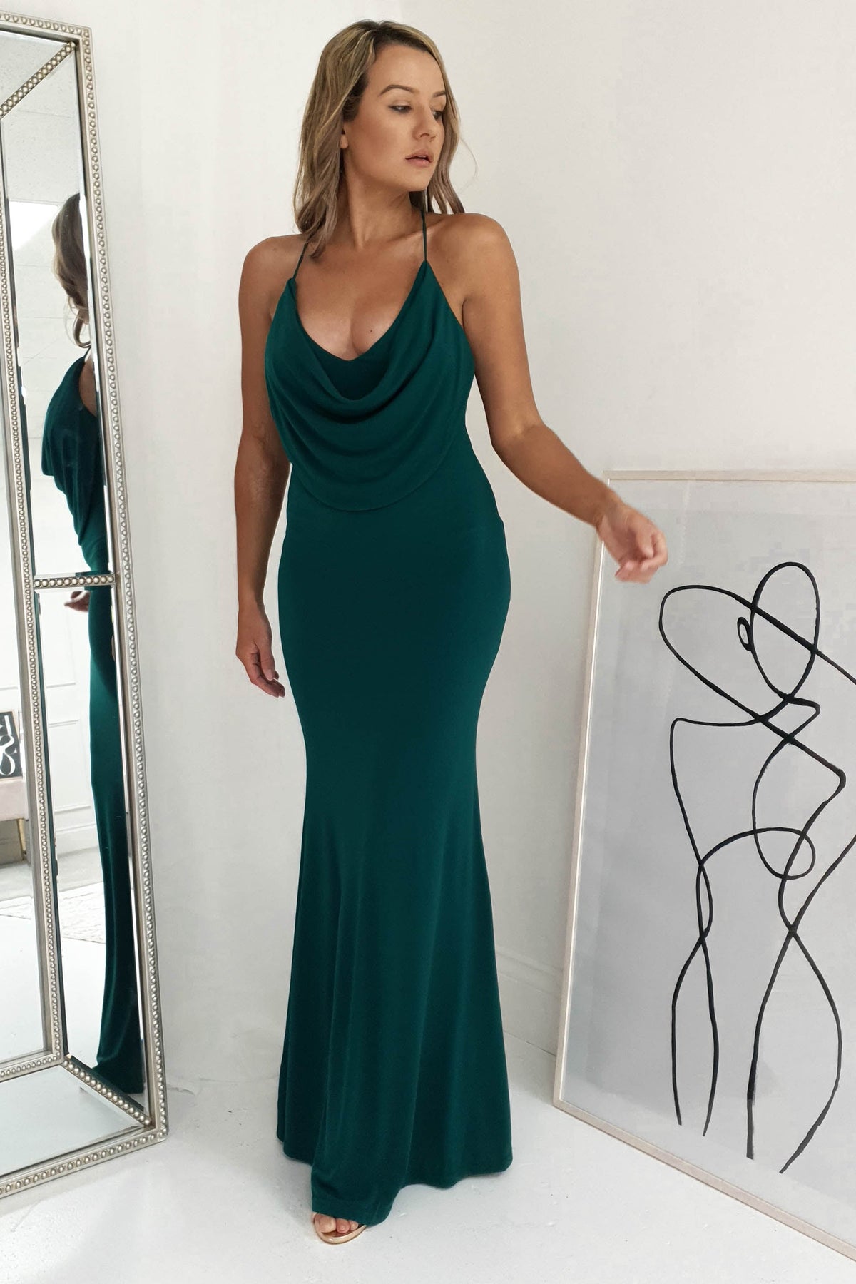 Skyfall Cowl Neckline Maxi | Forest Green-Oh Hello Clothing