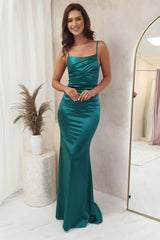 Adalyn Satin Gown | Emerald Green
