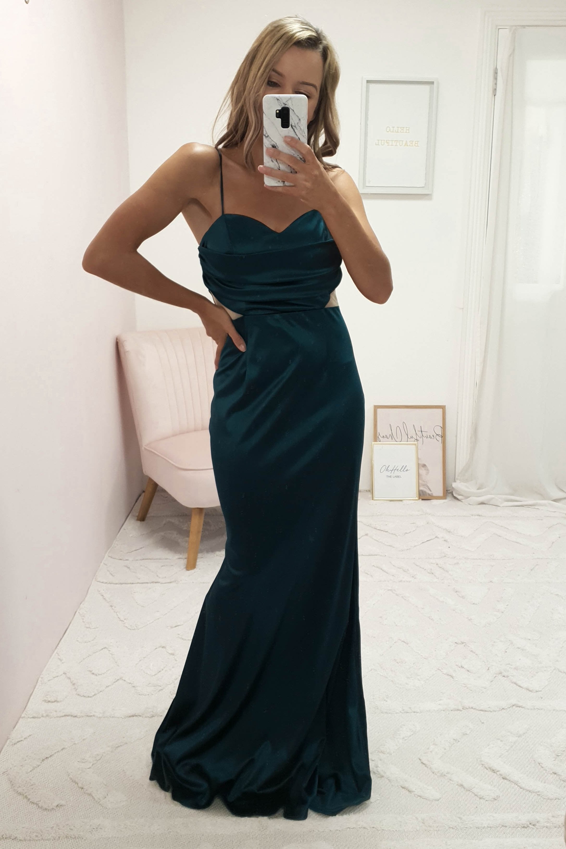 Addison Satin Gown | Emerald Green