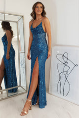 Alamour Sequin Luxe Gown | Lapis Blue