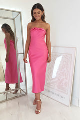 Allegra Stapless Satin Midi Dress | Hot Pink