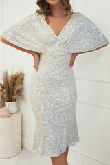 Alvara Sequin Midi Dress | Champagne/Silver