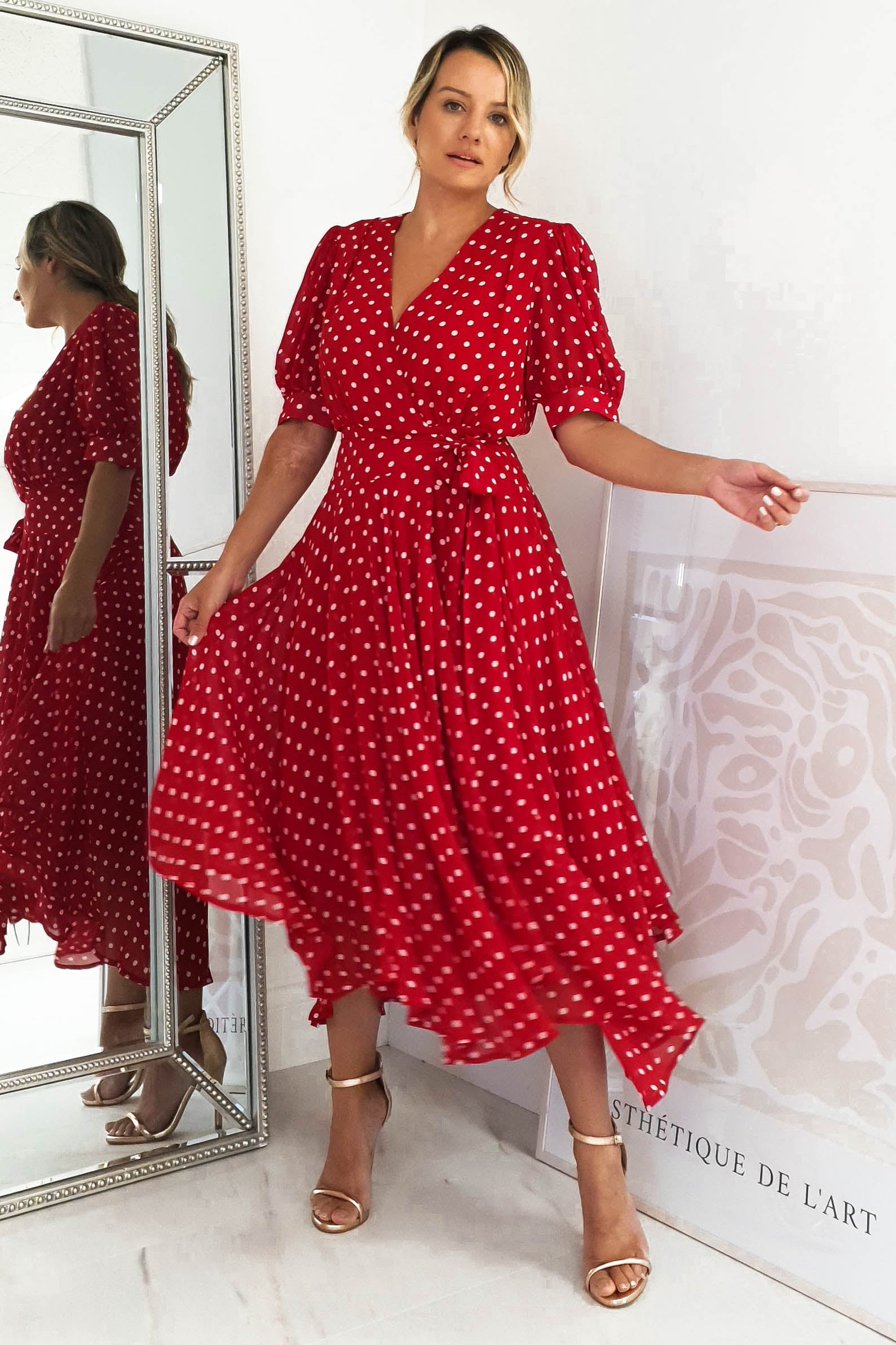 Midi polka clearance dot wrap dress