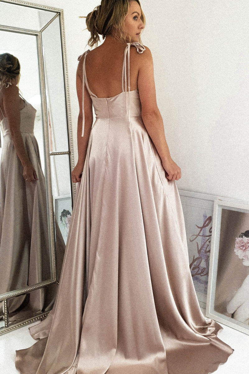Anna Cowl Neckline Gown | Champagne