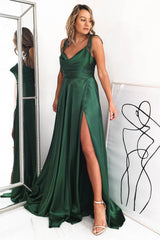 Anna Cowl Neckline Gown | Emerald Green