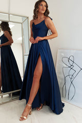 Anna Cowl Neckline Gown | Navy
