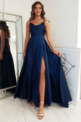 Anna Cowl Neckline Gown | Navy