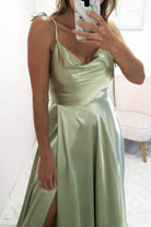 Anna Cowl Neckline Gown | Sage | Debs & Prom | Formal Gown | Oh Hello Clothing