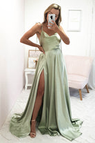 Anna Cowl Neckline Gown | Sage | Debs & Prom | Formal Gown | Oh Hello Clothing