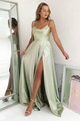 Anna Cowl Neckline Gown | Sage