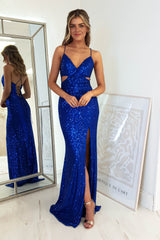 Apollo Bodycon Sequin Gown | Royal Blue