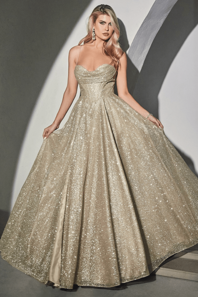 Gold sparkly ball gown deals