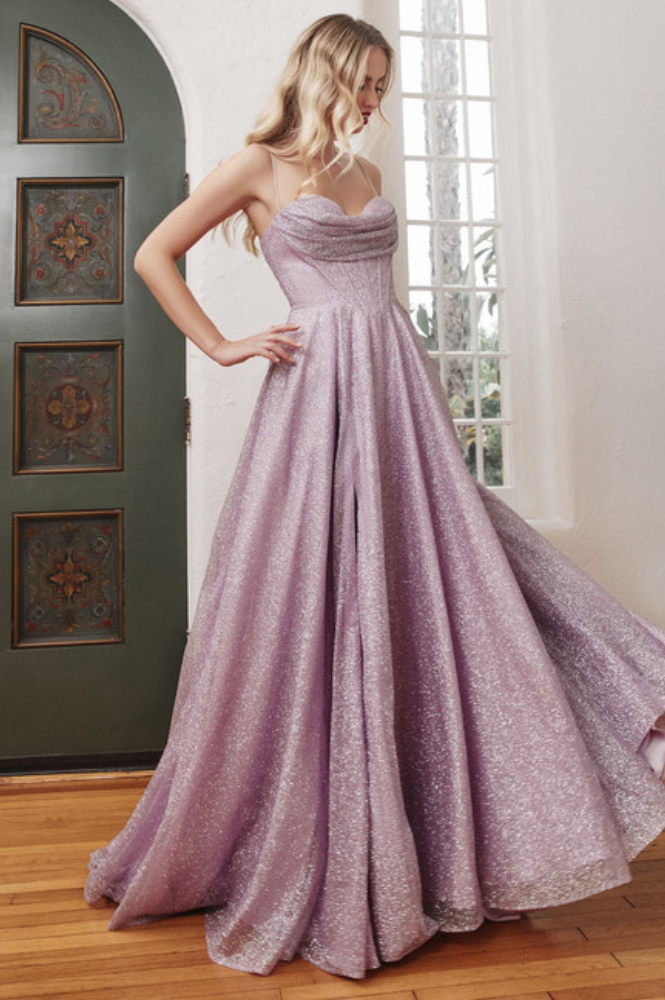 Aurora Corset Glitter Gown | Lavendar