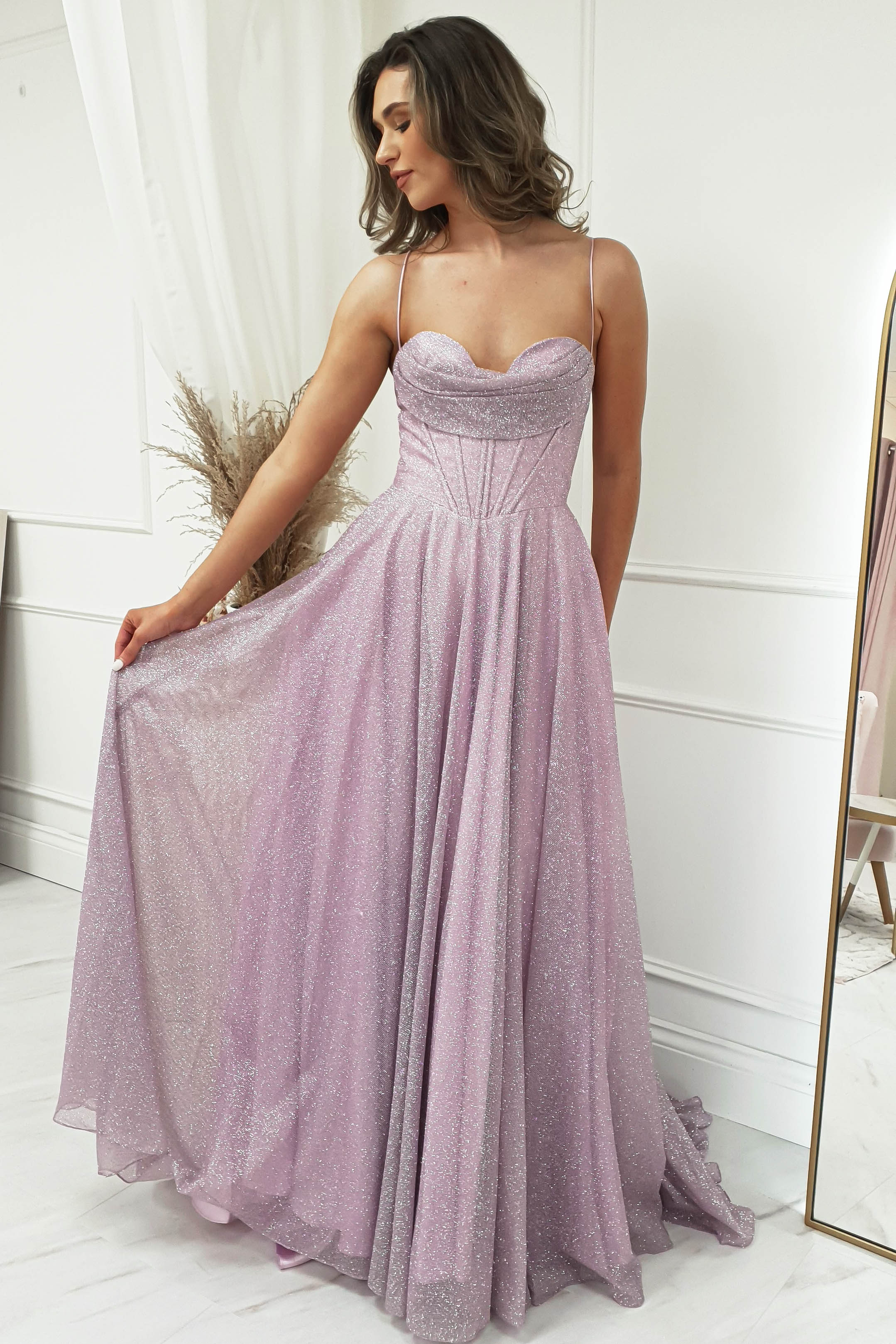 Aurora Corset Glitter Gown | Lavendar