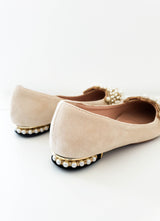 Bethany Pearl Embellished Flats Nude
