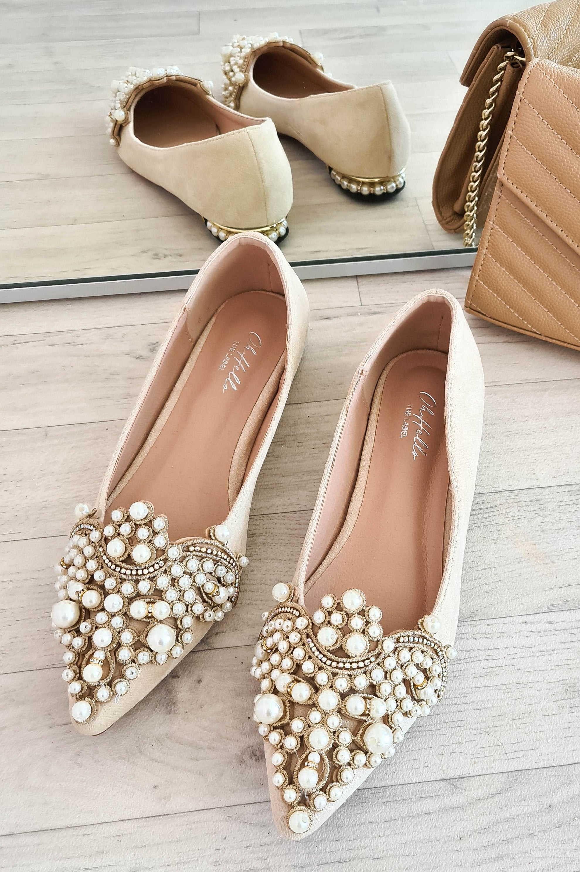 Pearl hot sale embellished flats