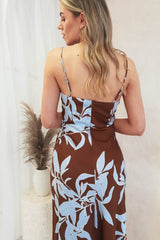 Bethia Foral Print Midi Dress | Brown Print