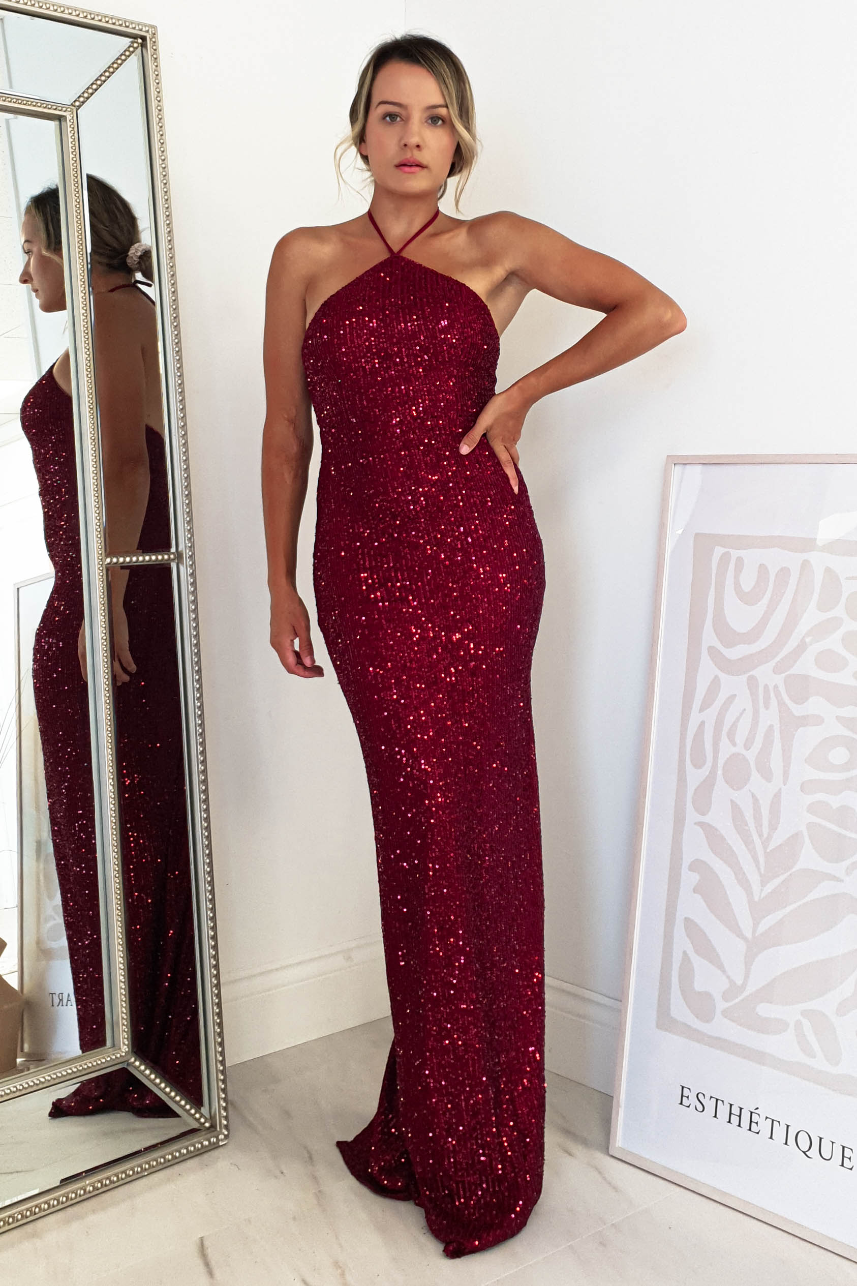 Burgundy debs hot sale dress