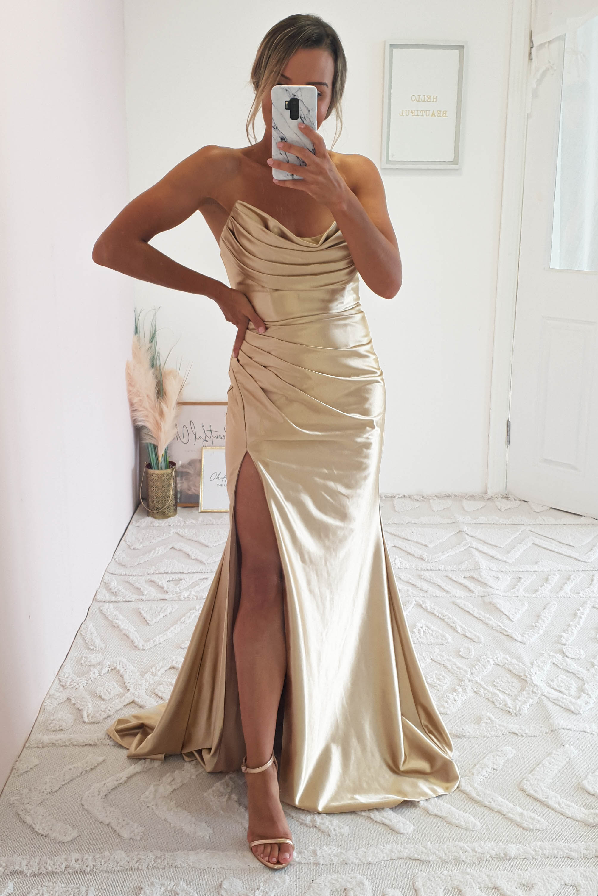 Gold fitted outlet gown