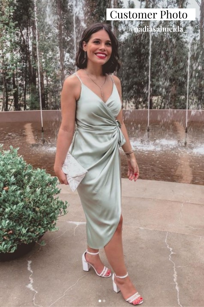 Carrie Midi Wrap Dress Sage Green