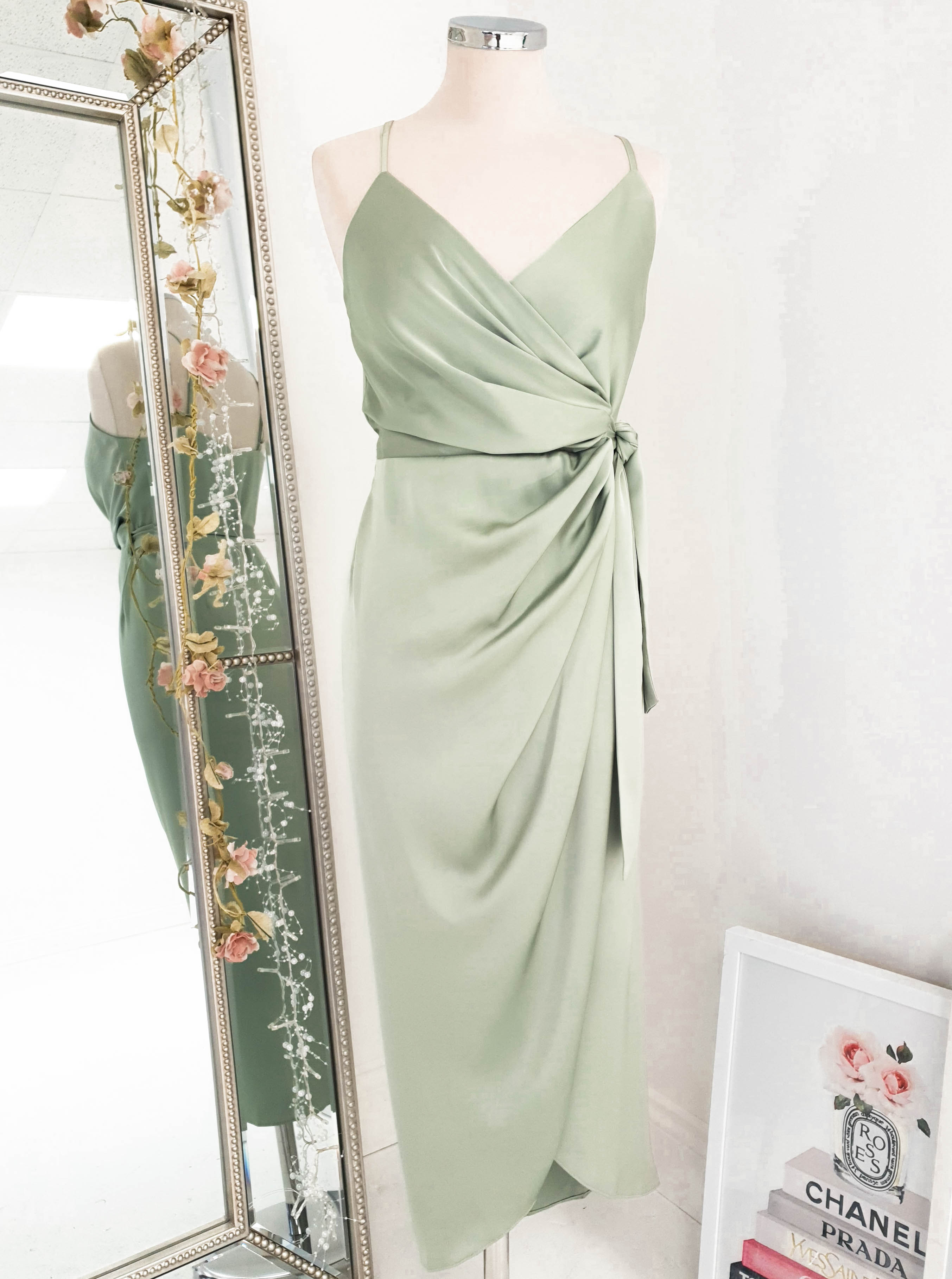 Carrie Midi Wrap Dress | Sage Green