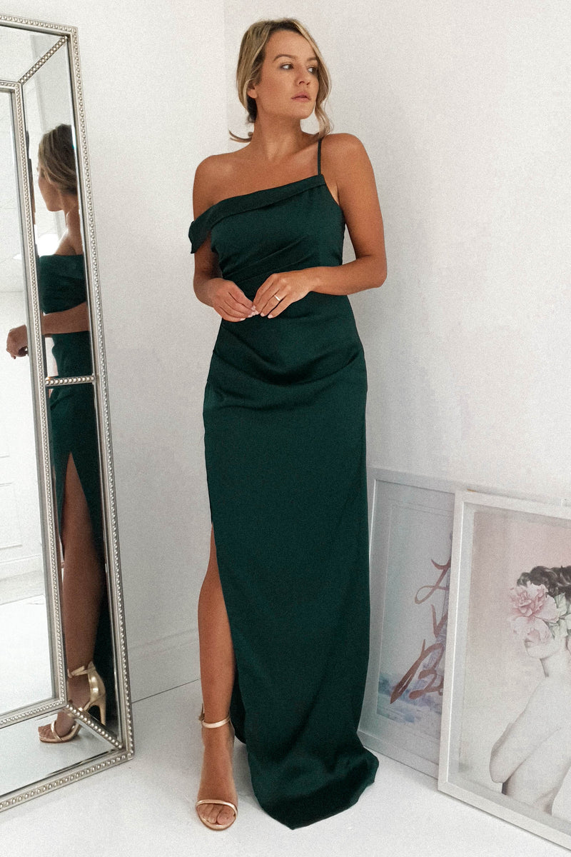 Catherine Off The Shoulder Gown | Forest Green