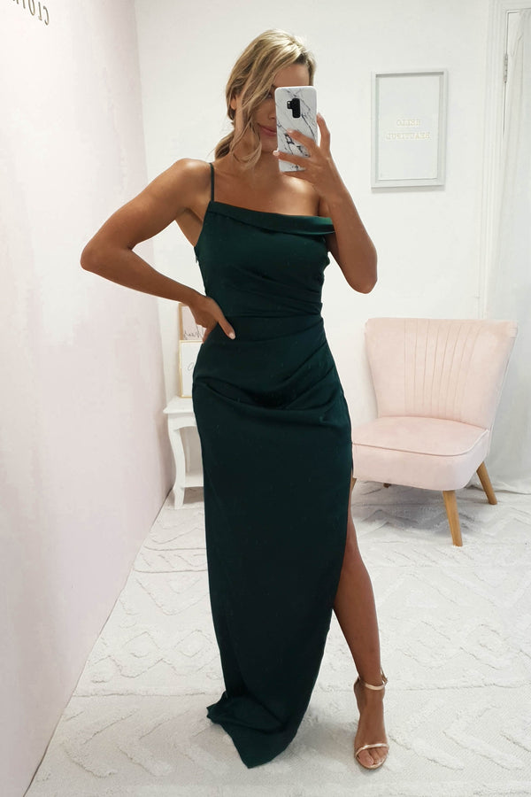 Catherine Off The Shoulder Gown | Forest Green