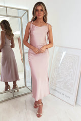 Clarisse Satin Midi Dress | Baby Pink