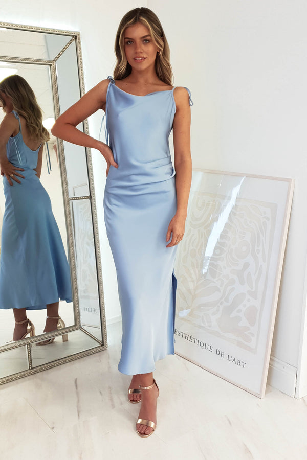 Clarisse Satin Midi Dress | Blue