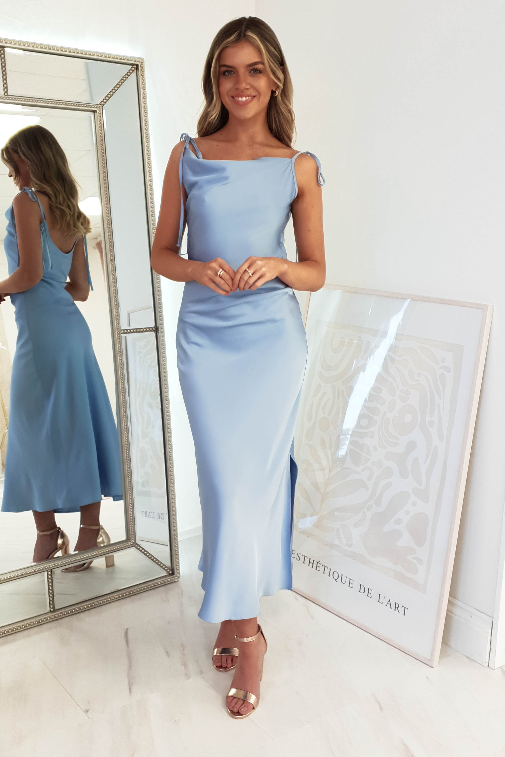 Clarisse Satin-Midikleid | Blau