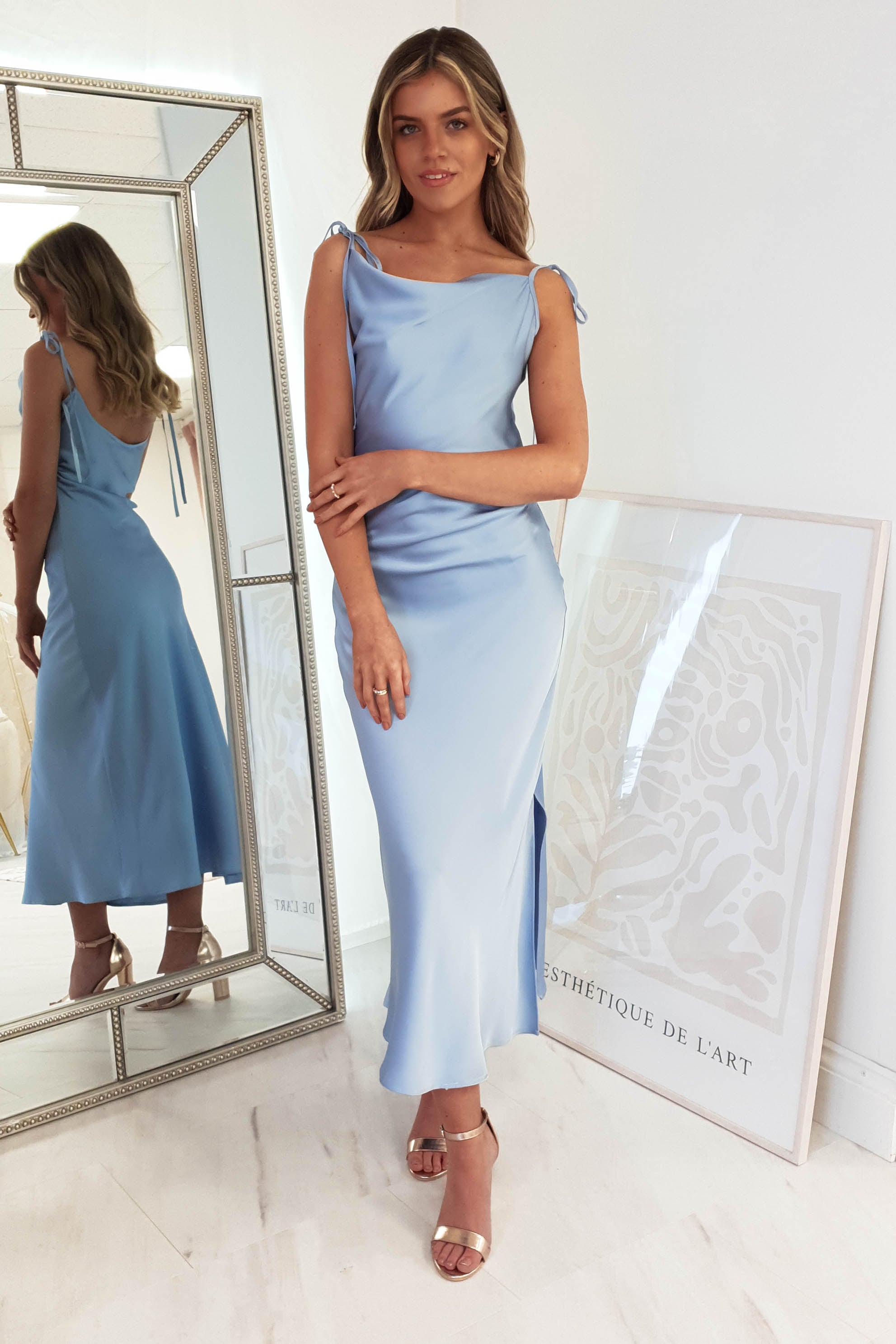 Clarisse Satin-Midikleid | Blau