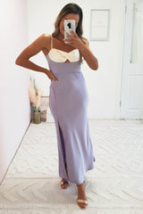 Simara Colour Block Midi Dress | Lilac
