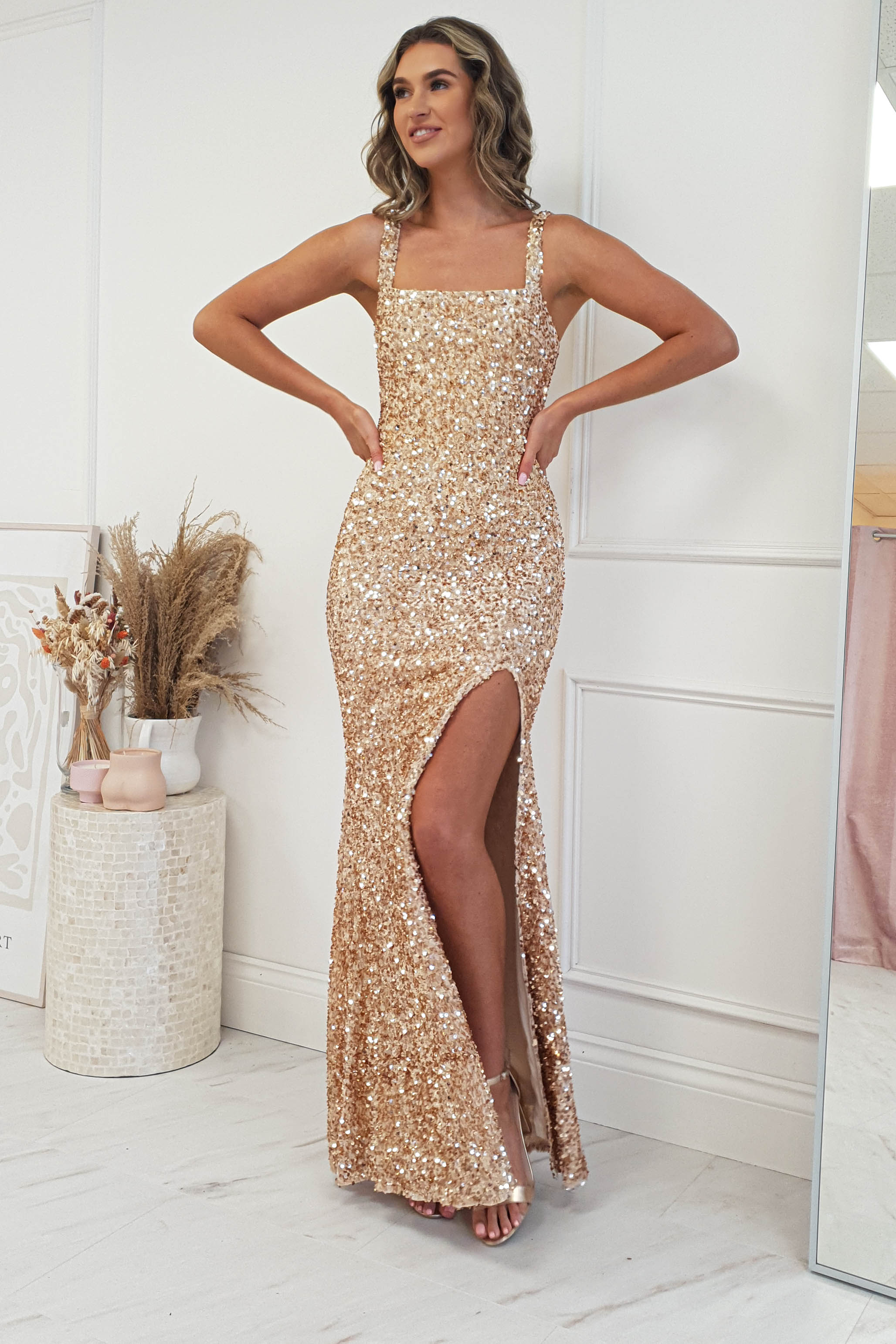 Quinn Long Sequin Gown | Gold