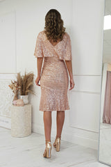 Alvara Sequin Midi Dress | Rose Gold
