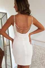 Ivanna Beaded Back Mini Dress | White