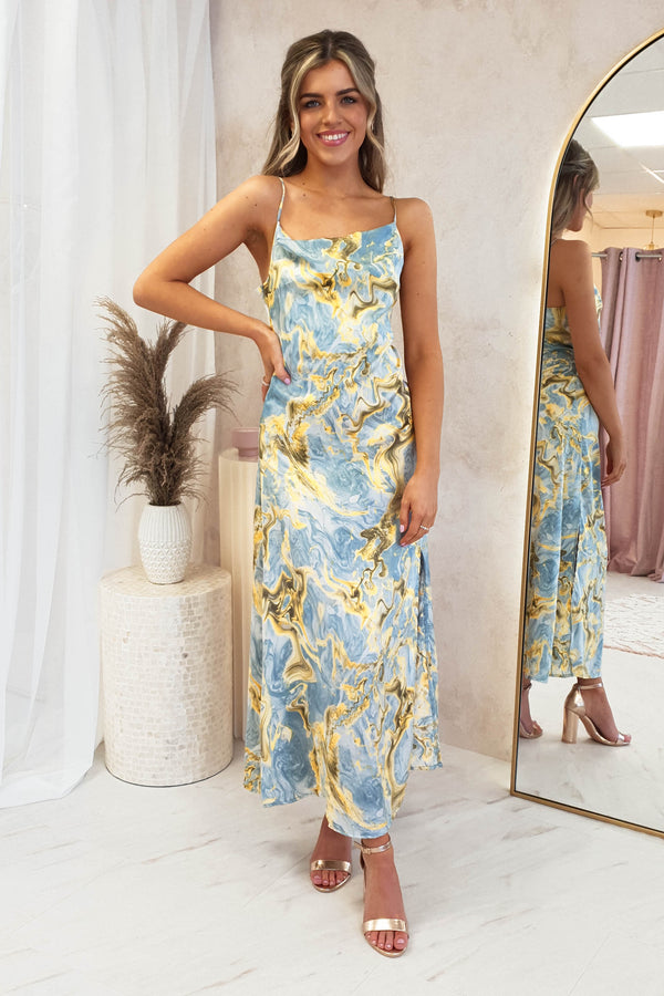 Yelana Marble Print Midi Dress | Mixed Print