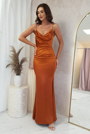 Abrea Cowl Neck Gown | Sunset Orange