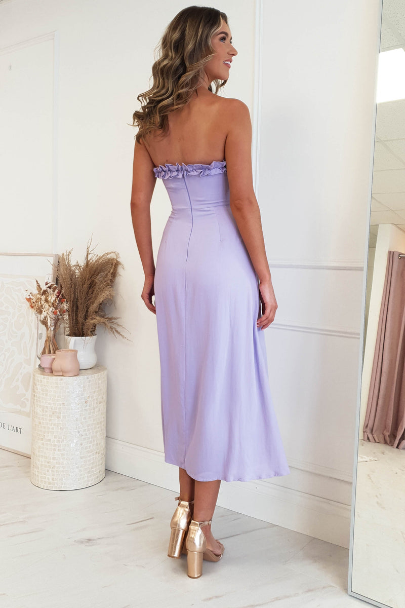 Paige Strapless Cotton Midi Dress | Lilac