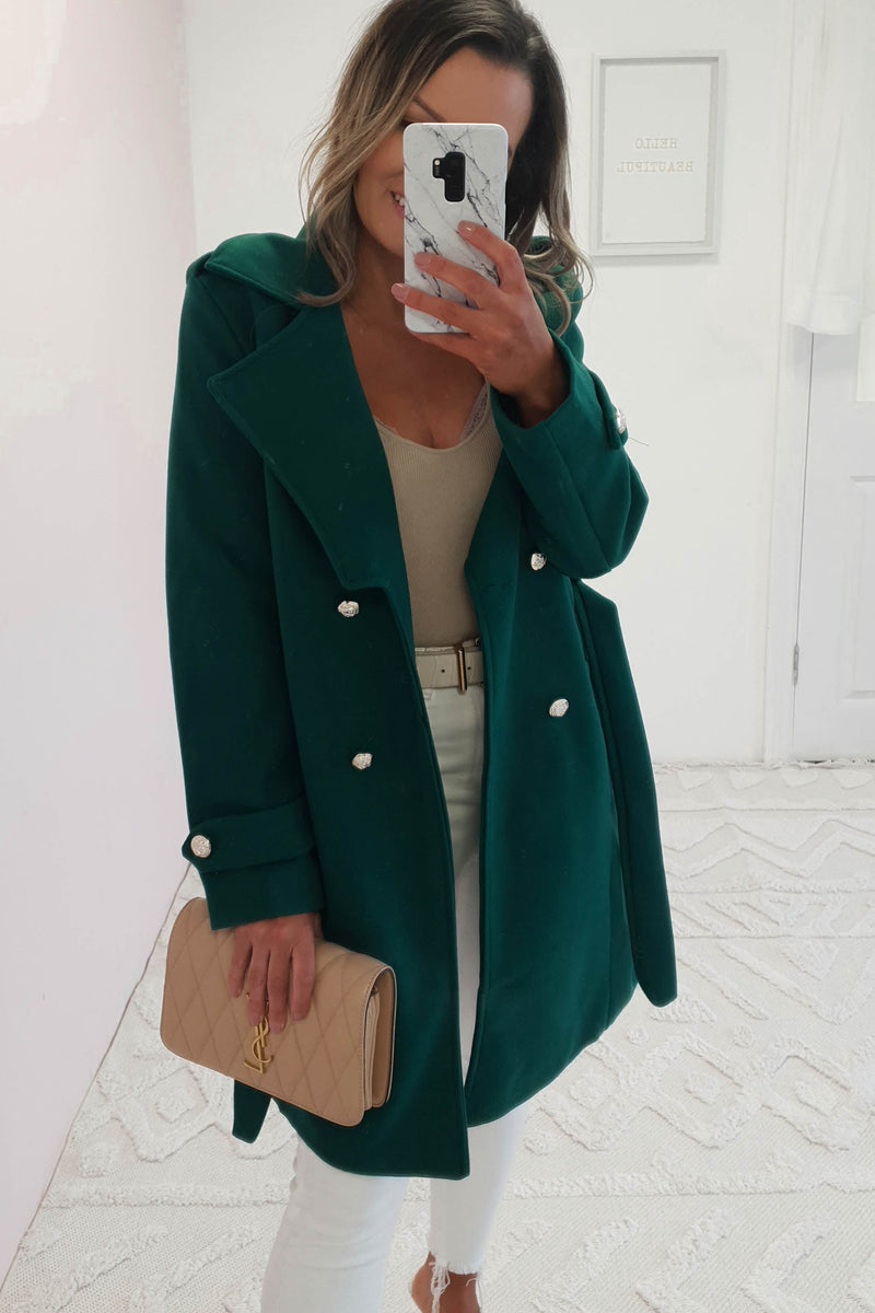 Haisley Button Coat | Green