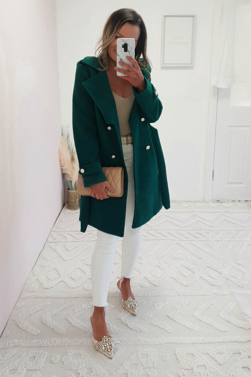 Haisley Button Coat | Green