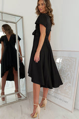 Maleri Satin Midi Dress | Black