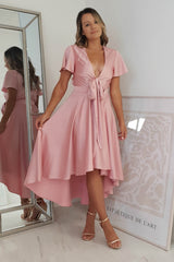 Maleri Satin Midi Dress | Pink