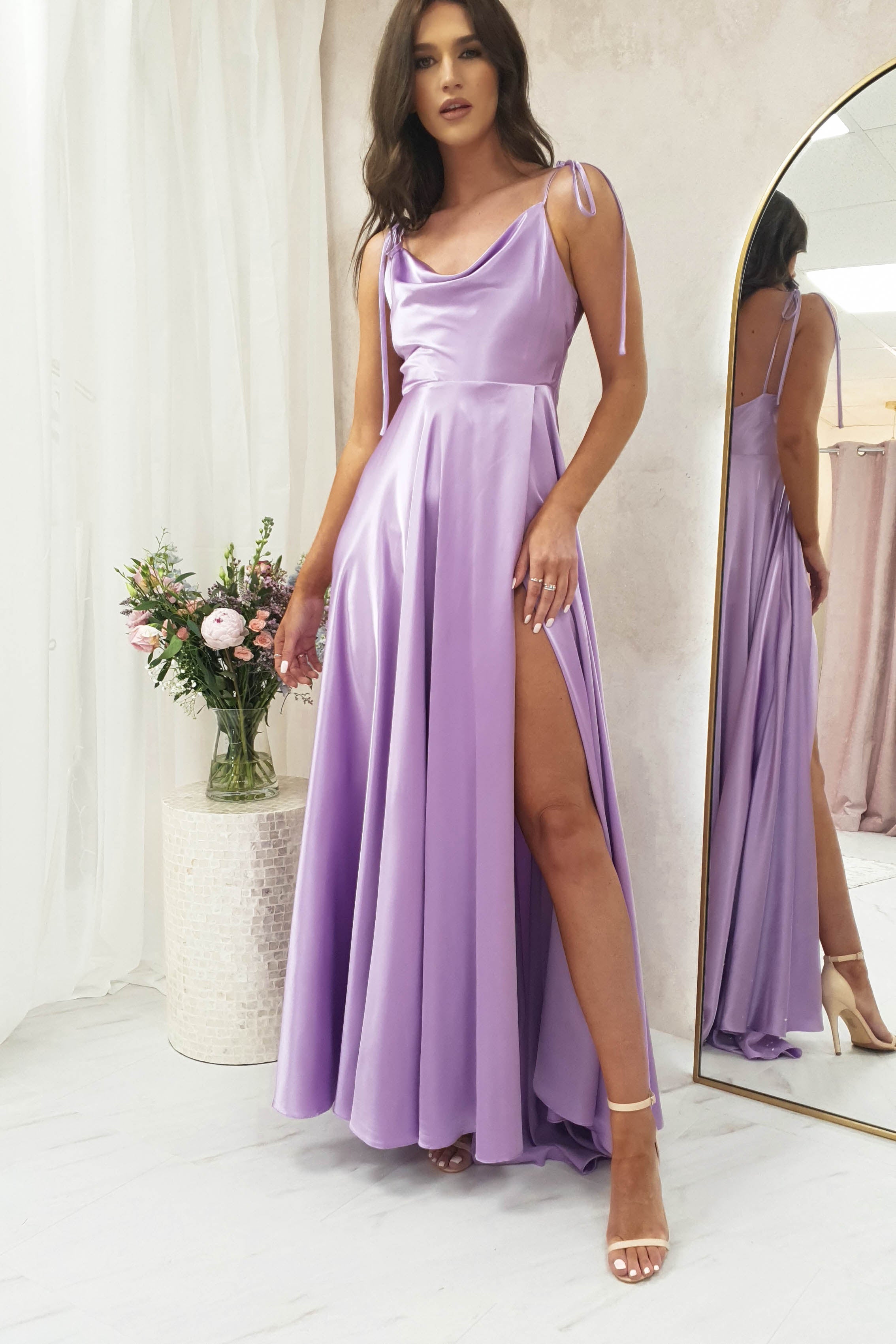 Anna Cowl Neckline Gown | Lilac