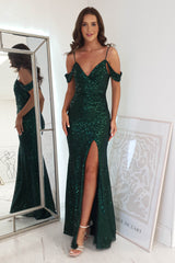 Rachana Sequin Gown | Dark Green