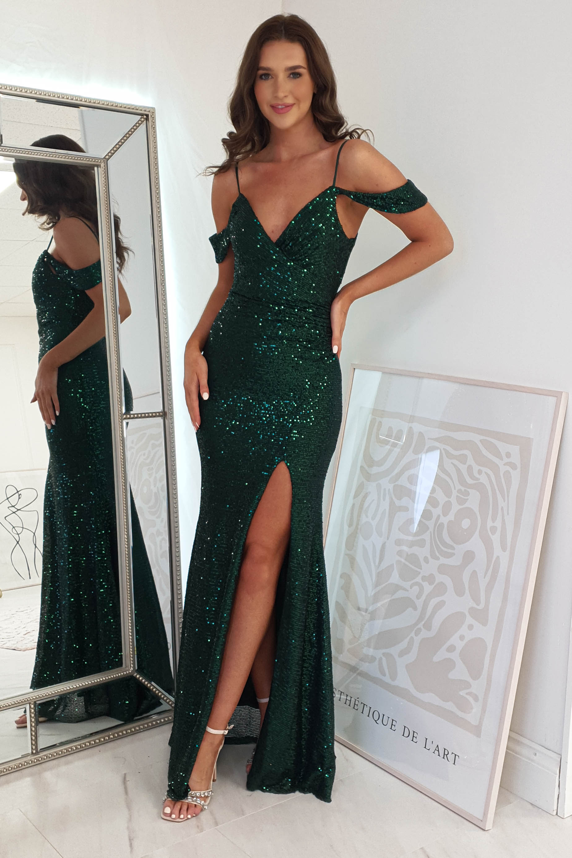 Rachana Sequin Gown | Dark Green | Formal Dress | Debs Dress